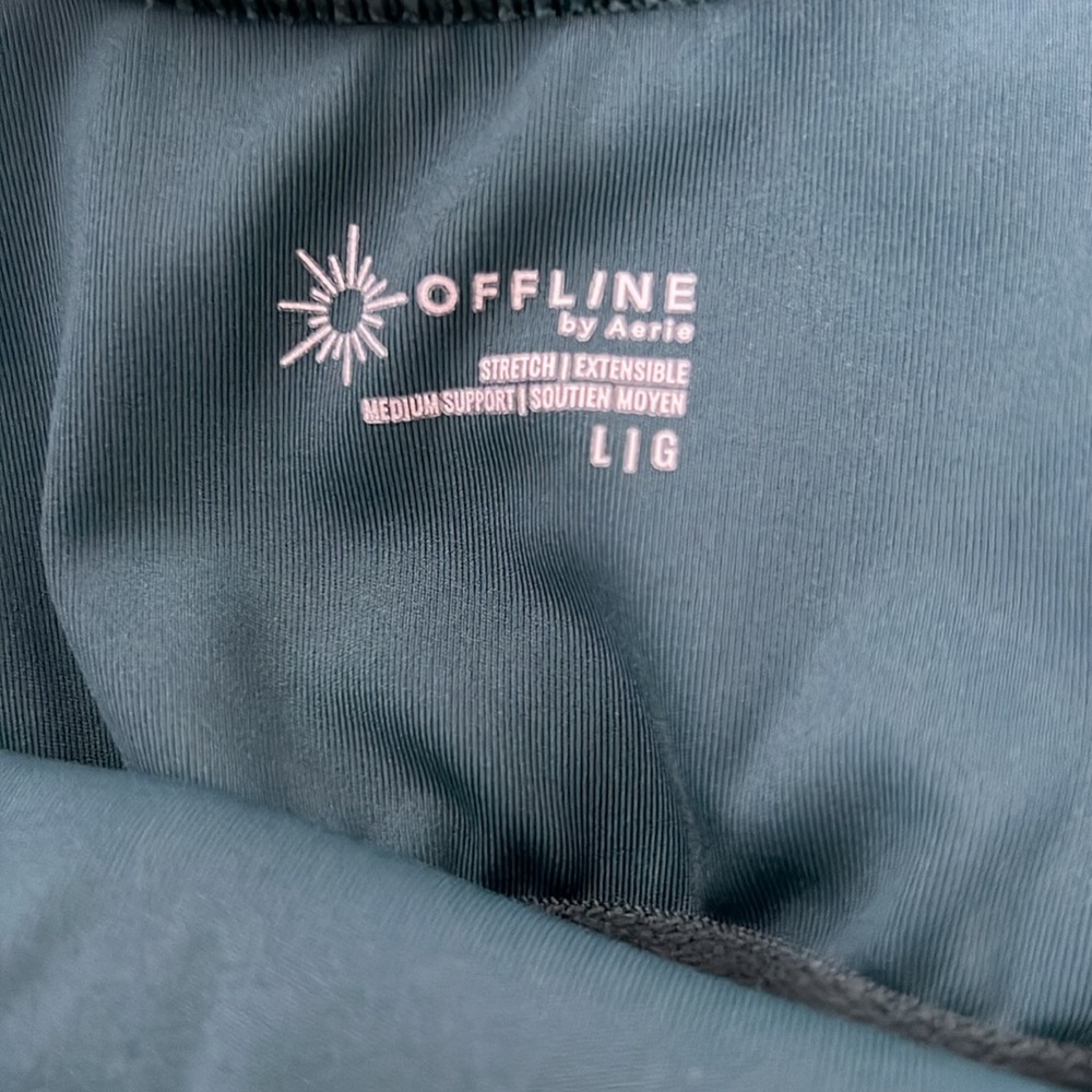 Aerie offline Green ribbed Crop Tank Top size L - Picture 3 of 6